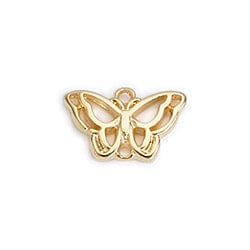 BeadsBalzar Beads & Crafts (GQ6255A) Motif Butterfly with 2 rings wireframe 18X12MM  24KT GOLD PLATED (3 PCS)