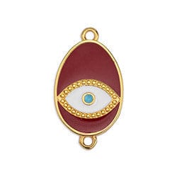 BeadsBalzar Beads & Crafts (GQ6259A) Egg shape motif with eye with 2 rings 14X25MM 24KT GOLD PLATED