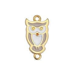 BeadsBalzar Beads & Crafts (GQ6261A) Owl motif with 2 rings 11X21MM 24KT GOLD PLATED (1 PC)