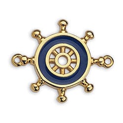 BeadsBalzar Beads & Crafts (GQ6438A)  Nautical wheel 2 eyes 24 x 29MM 24KT GOLD PLATED (2 PCS)
