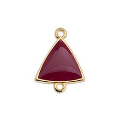 BeadsBalzar Beads & Crafts GQ6486A FUCHSIA ON GOLD (GQ6486X) Good Quality Alloy 14.8 x 19.3MM Triangle motif with 2 rings 24KT GOLD PLATED (2 PCS)