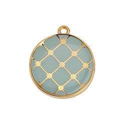 BeadsBalzar Beads & Crafts GQ6487A GRAYED JADE ON GOLD (GQ6487X) Good Quality Alloy 19 x 21.6mm Round Spanish tile motif 22mm pendant