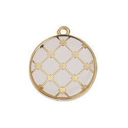 BeadsBalzar Beads & Crafts (GQ6487X) Good Quality Alloy 19 x 21.6mm Round Spanish tile motif 22mm pendant