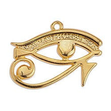 Load image into Gallery viewer, BeadsBalzar Beads &amp; Crafts (GQ6491A) 24KT GOLD PLATED (GQ6491X) Metal Alloy 29x 22mm Eye of Ra wire pendant (1 PC)

