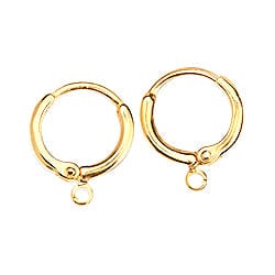 BeadsBalzar Beads & Crafts (GQ6511-18KT-20PC) 13.4 x 16mm Brass ear ring with ring. 18kt Gold Plated (20 PCS)