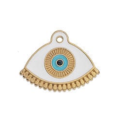 BeadsBalzar Beads & Crafts (GQ6518A) 23 x 18 Hand fan motif ethnic eye pendant (2 PCS)