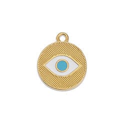 BeadsBalzar Beads & Crafts (GQ6520B) GOLD / WHITE (GQ6520X) Round eye motif 17mm pentant (2 pcs)