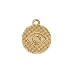 BeadsBalzar Beads & Crafts (GQ6520D) GOLD PLATED (GQ6520X) Round eye motif 17mm pentant (2 pcs)