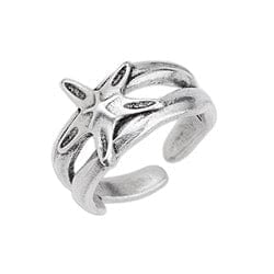BeadsBalzar Beads & Crafts GQ6533B ANT. SILVER (GQ6533X) Alloy Starfish ring 17mm (1 pc)