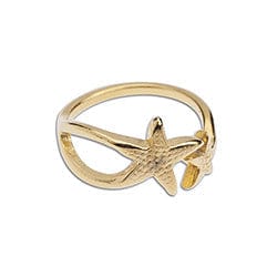 BeadsBalzar Beads & Crafts GQ6534A 24KT GOLD PLATED (GQ6534X) Alloy Ring starfishes 17mm (2 pcs)