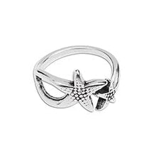 Load image into Gallery viewer, BeadsBalzar Beads &amp; Crafts GQ6534B SILVER (GQ6534X) Alloy Ring starfishes 17mm (2 pcs)
