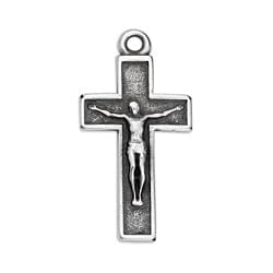 BeadsBalzar Beads & Crafts (GQC6730B) SILVER ANTIQUE (GQC6730X) 15X28MM Cross with Jesus relief pendant (2 PCS)