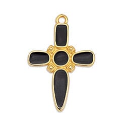 BeadsBalzar Beads & Crafts (GQC6871A) GOLD PL./BLACK (GQC6871X) Dagger cross motif pendant (2 PCS)