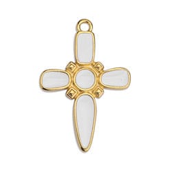BeadsBalzar Beads & Crafts (GQC6871B) GOLD PL./ WHITE (GQC6871X) Dagger cross motif pendant (2 PCS)