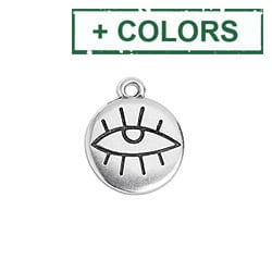 BeadsBalzar Beads & Crafts (GQE6707X) Metal 12 x 15MM Round motif 15mm with eye sketch pendant  (4 PCS)