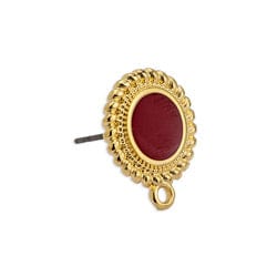 BeadsBalzar Beads & Crafts (GQE6820A) 24KT GOLD PLATED / RED (GQE6820X) Earring setting 8mm ethnic 1 ring and titanium pin (2 PCS)