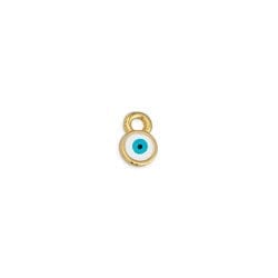 BeadsBalzar Beads & Crafts (GQE7107A-20PC) GD.PL/LIIGHT BLUE (GQE7107X-20PC) Round mini eye motif pendant 4x7mm (20 PCS)