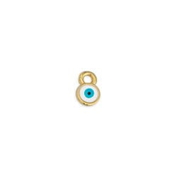 BeadsBalzar Beads & Crafts (GQE7107A) GD.PL/LIIGHT BLUE (GQE7107X) Round mini eye motif pendant 4x7mm (4 PCS)