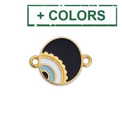 BeadsBalzar Beads & Crafts (GQE7126X) Round motif with asymmetric eye with 2 rings 18x14mm (2 PCS)