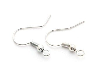 BeadsBalzar Beads & Crafts (GQE7445B) Earring fish-hook brass 19mm with ring Shiny Silver (20 PCS)