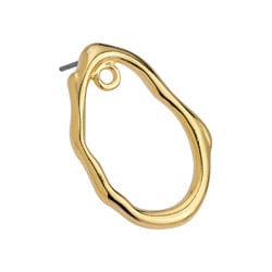 BeadsBalzar Beads & Crafts (GQE7533A) Earring oval organic with inner ring tinanium pin (2 PCS)