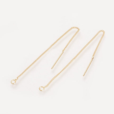BeadsBalzar Beads & Crafts (GQE8261-39G) Brass Stud Earring Findings, with 925 Sterling Silver Pins, Ear Threads (2 PCS)