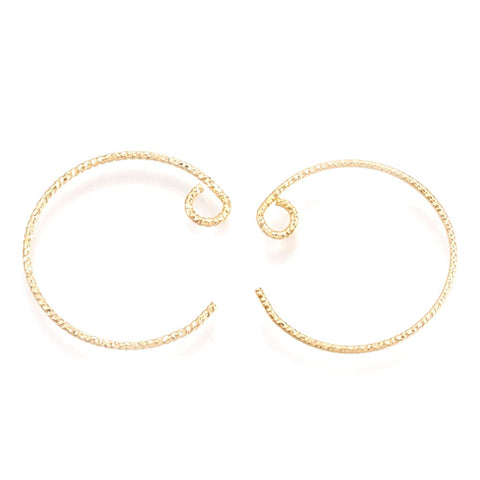 BeadsBalzar Beads & Crafts (GQE8268-G) Brass Earring Hooks, Real 18K Gold Plated  21-25mm (2 PAIRS)
