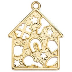 BeadsBalzar Beads & Crafts (GQH6724A) 46X58MM House motif with perforated pattern pendant (1 PC)