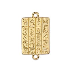BeadsBalzar Beads & Crafts (GQH7088A) Rectangular Link motif with hieroglyphics 24mm  (2 PCS)
