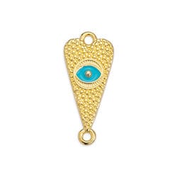 BeadsBalzar Beads & Crafts (GQH7216B) GOLD/AQUA (GQH7216X) Heart motif with eye and grains with 2 rings 23x10mm (2 PCS)