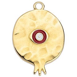 BeadsBalzar Beads & Crafts (GQP6732A) Pomegranate motif with eye pendant 24KT GOLD PLATED 26X38MM (1 PC)