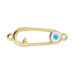 BeadsBalzar Beads & Crafts (GQP7099B) GOLD / LT.BLUE (GQP7099X) Safety pin motif with 2 rings (2 PCS)