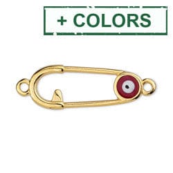 BeadsBalzar Beads & Crafts (GQP7099X) Safety pin motif with 2 rings (2 PCS)