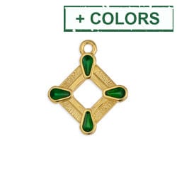 BeadsBalzar Beads & Crafts (GQP8489-GG) Motif rombus ethnic with 4 drops pendant (2 PCS)