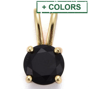 BeadsBalzar Beads & Crafts (GQP8735-X) Brass Micro Pave Cubic Zirconia Pendants, Flat Round, B7x13.5mm (2 PCS)
