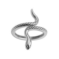 BeadsBalzar Beads & Crafts (GQR6708B) SILVER ANTIQUE (GQR6708X) Alloy Ring snake 17mm (1 PC)