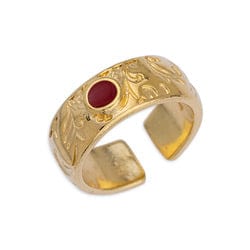 BeadsBalzar Beads & Crafts (GQR7080B) GOLD PLATED / RED (GQR7080X) Ring with floral pattern 17mm (1 PC)