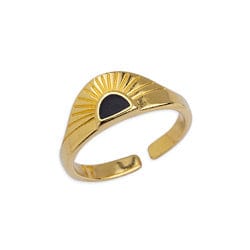 BeadsBalzar Beads & Crafts (GQR7341-A) GOLD/BLACK (GQR7341-X)  Ring rising sun 17mm 24kt Gold Plated (1 PC)