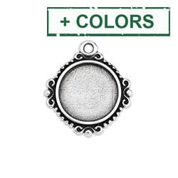 BeadsBalzar Beads & Crafts (GQS7129-X) Round vintage setting for 12mm pendant (2 PCS)