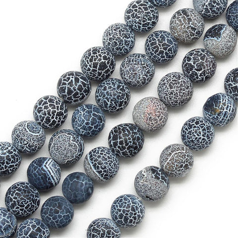 BeadsBalzar Beads & Crafts GRAY (BG6758-05) (BG6758-X) Natural Weathered Agate Bead Strands, Frosted 4mm