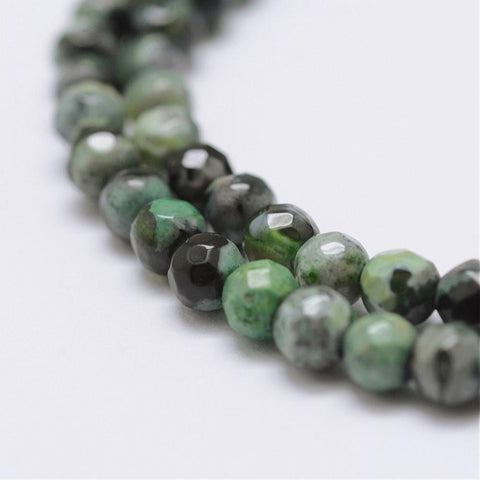 BeadsBalzar Beads & Crafts GREEN (BG4725-A18) (BG4257-X) Faceted Natural Agate Beads Strands, Round, Dyed 4MM (1 STR)