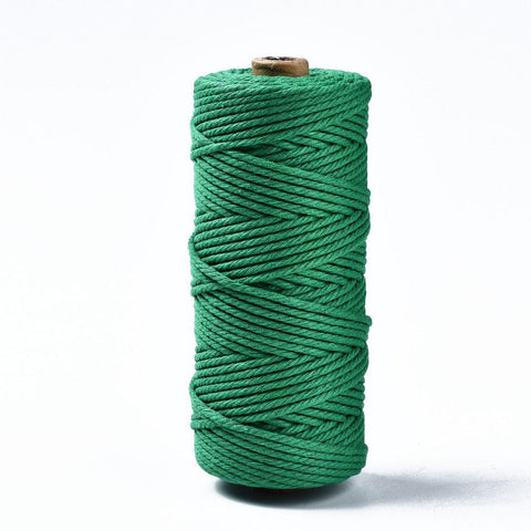 BeadsBalzar Beads & Crafts GREEN (CC7935-30) (CC7935-X) Cotton String Threads, Macrame Cord, 3mm (100m)/roll.