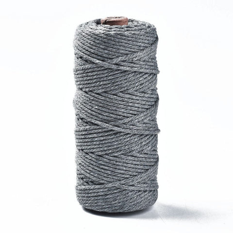 BeadsBalzar Beads & Crafts GREY (CC7935-25) (CC7935-X) Cotton String Threads, Macrame Cord, 3mm (100m)/roll.
