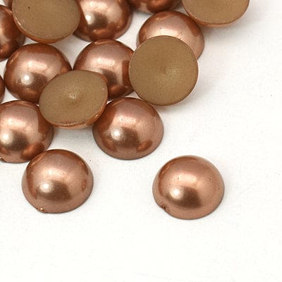 BeadsBalzar Beads & Crafts Half Round Domed Imitated Pearl Acrylic Cabochons, Camel 10MM (FB2804B)