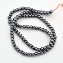 Load image into Gallery viewer, BeadsBalzar Beads &amp; Crafts (HB4066A) Synthetic Hematite Beads Strands, Round, Black 4MM
