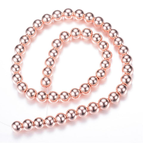 BeadsBalzar Beads & Crafts (HB5201-03) Non-magnetic Synthetic Hematite Round, Rose Gold Plated 3MM