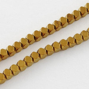 BeadsBalzar Beads & Crafts (HB5306-1) GOLDEN PLATED (HB5306-X) Non-magnetic Synthetic Hematite, Faceted, Grade A, Round, 4MM