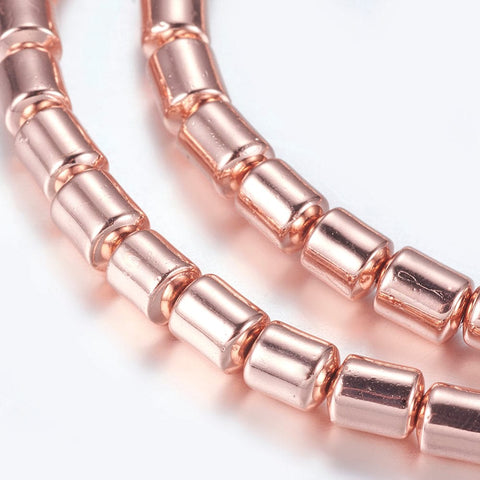 BeadsBalzar Beads & Crafts (HB5448) Hematite Beads Strands, Column, Rose Gold Plated, 5.5mm thick, hole: 1mm.