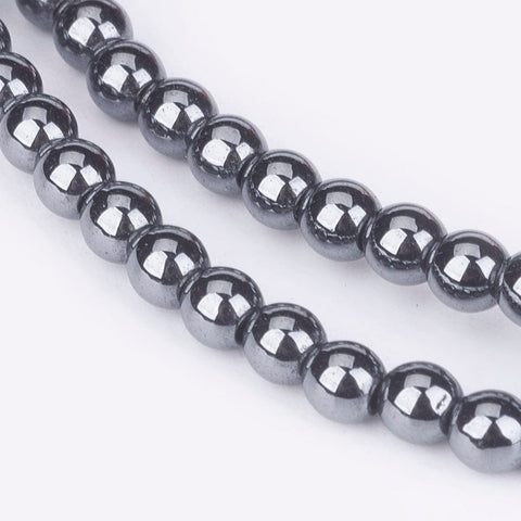 BeadsBalzar Beads & Crafts (HB5453-2) Non-Magnetic Synthetic Hematite Beads Strands, Grade A, Round, Black Size: 3mm (1 STR)