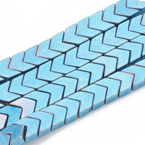 BeadsBalzar Beads & Crafts (HB6613A) Electroplate Non-magnetic Synthetic Hematite Beads Strands, Arrow, Blue Plated Size: about 6mm long, 4mm wide, 2mm thick
